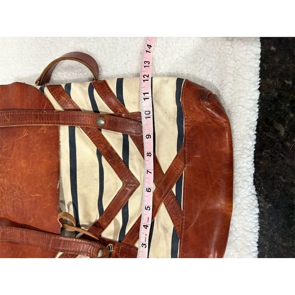Arc of a Diver Women's Striped Brown Cream Flap Closure Vintage Style